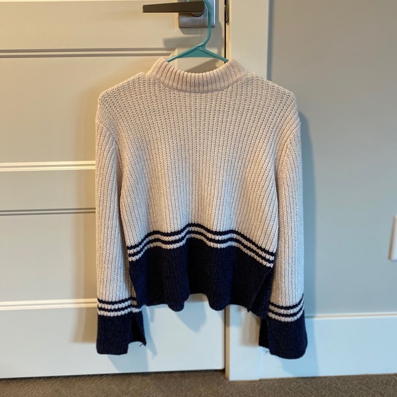 superdown cream & navy blue mock neck sweater - Picture 4 of 6